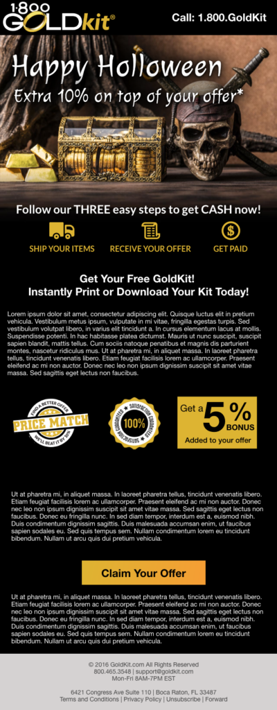 kunalamin.com GoldKit Halloween Email Campaign